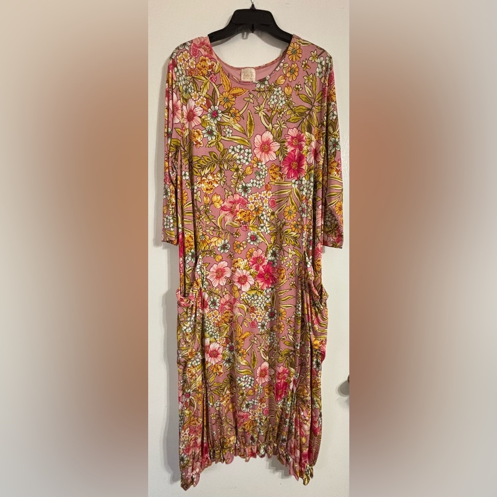 Floral Pink and Yellow Women's Dress